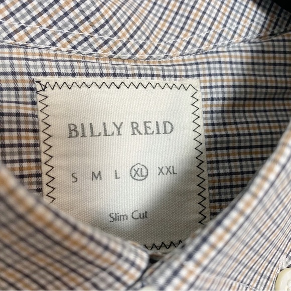 Billy Reid Black/Mustard Yellow Plaid Slim Cut Button Down Shirt - Picture 3 of 5